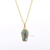 Copper Amazonite Necklace - Handmade Necklace - 925 Silver - 10x17mm Coffin -Matching Jewelry - Jewelry For The Bride - Gift For Young Girl
